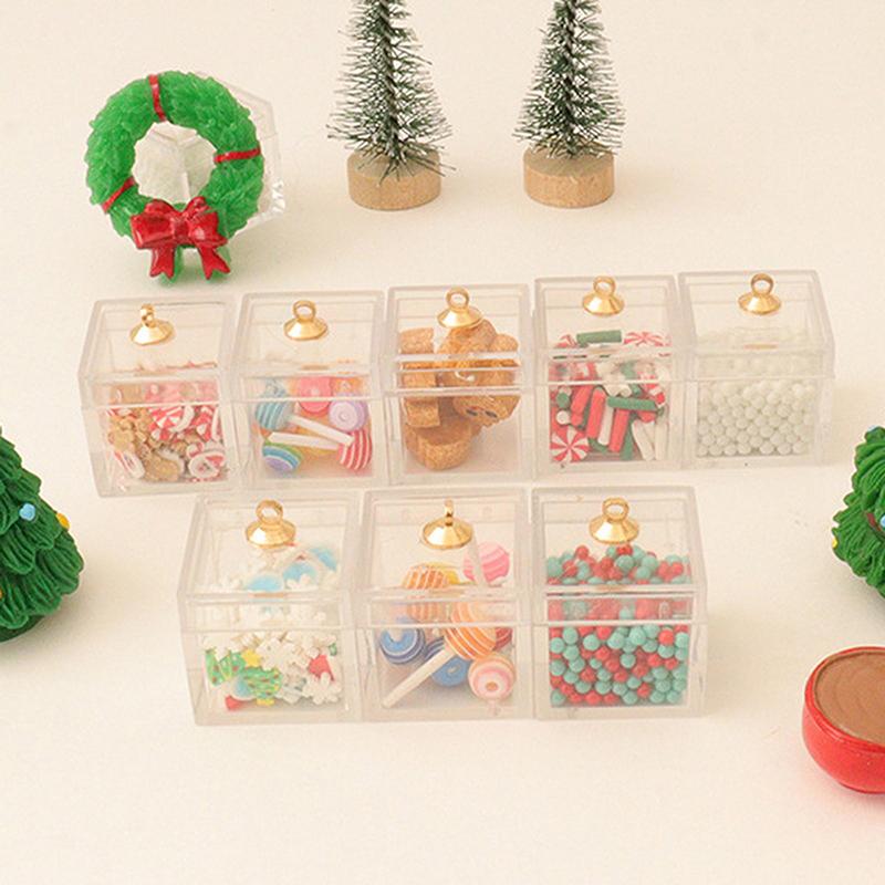 Dollhouse Simulation Christmas Candy Cookies Gift Box Model Dollhouse Kitchen Dessert Decoration Dolls House Food Accessories