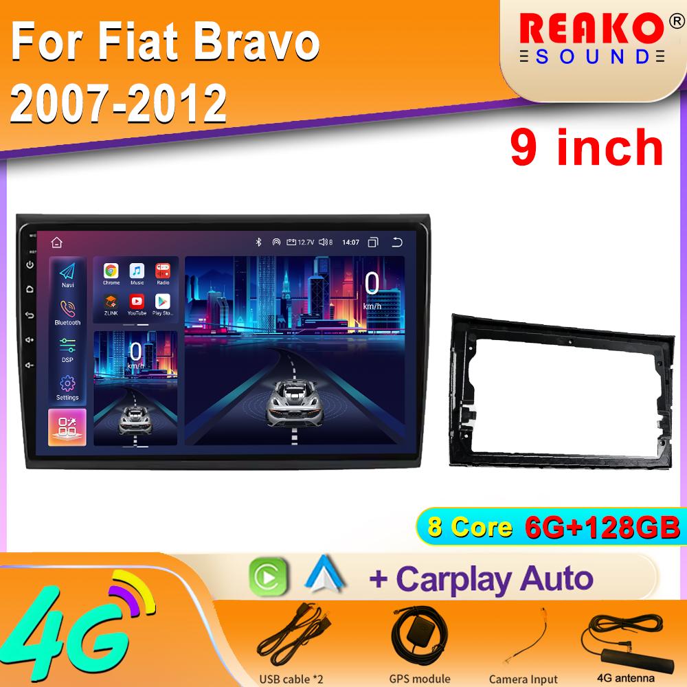 4G BT Für Fiat Bravo 2007-2012 Android Auto Multimedia Radio-Player Autoradio Stereo Carplay Bluetooth Navigation GPS 2din DVD