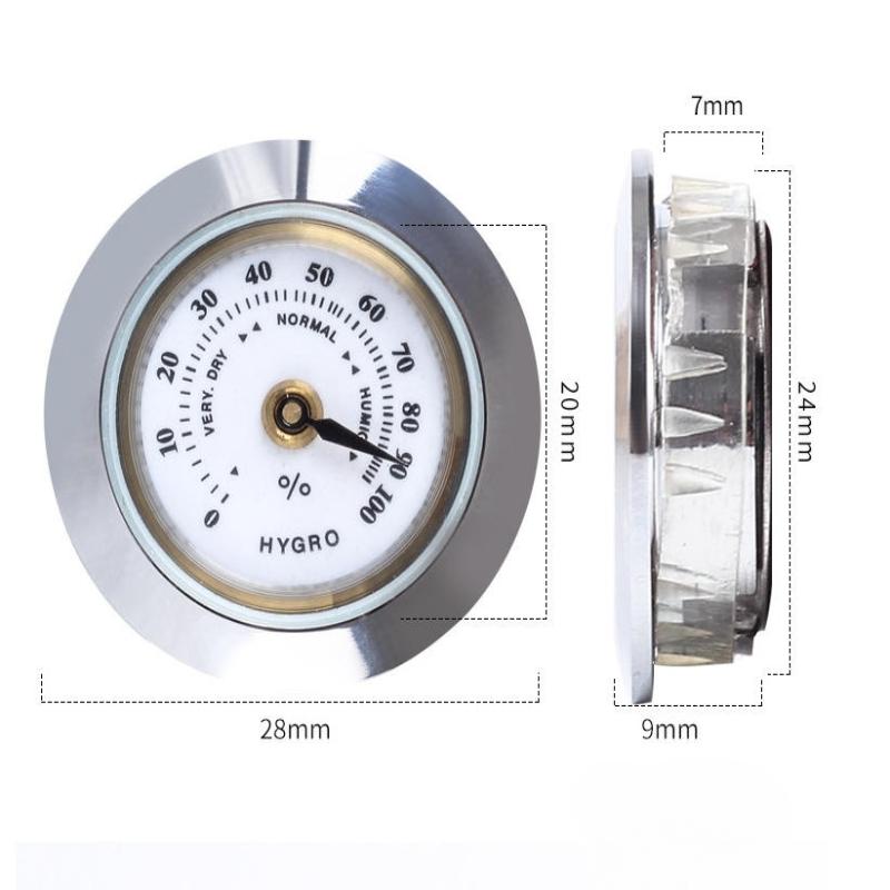 1Pcs Cigar  Humidity Gauge Tool & Glass Lens 28Mm Hygrometer Moisture Meter For Humidors Humidity Sensitive Gauge
