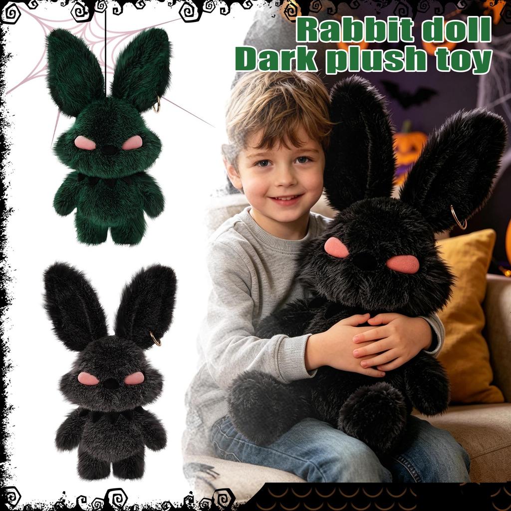 Plush Bunny Doll Soft Stuffed Animal Toy Halloween Themed Collectible Plushie with Detailed Features and Textured Fur for Display or Gift
