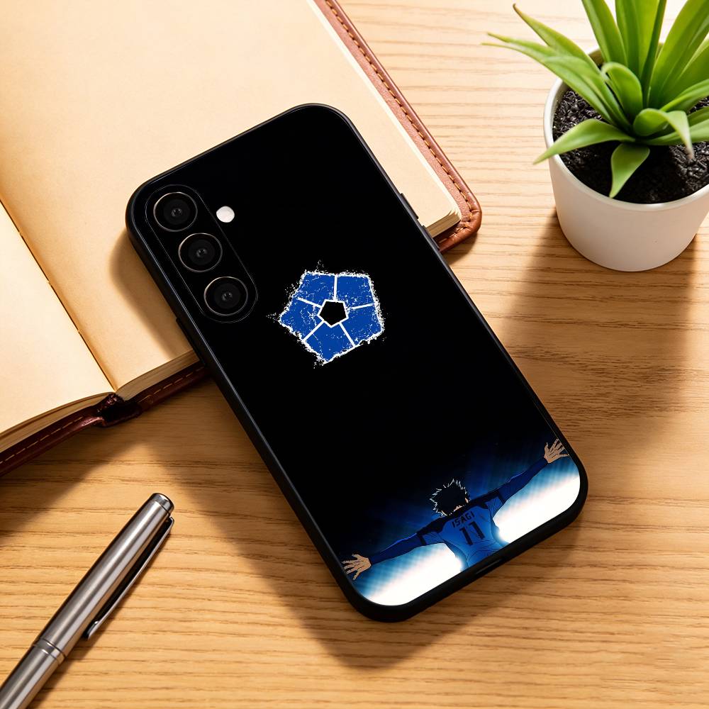 Anime B-blue L-Lock Phone Case For Samsung Galaxy A73,A72,A71,A70,A53,A52,A51,Soft Silicone Black Cover