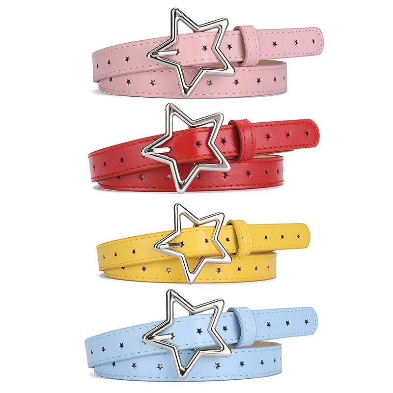 Pu Leather Pentagram Buckle Waistband Elegant Waistbands For Women Girls Sweet Dress Pants Decoration Waist Belt
