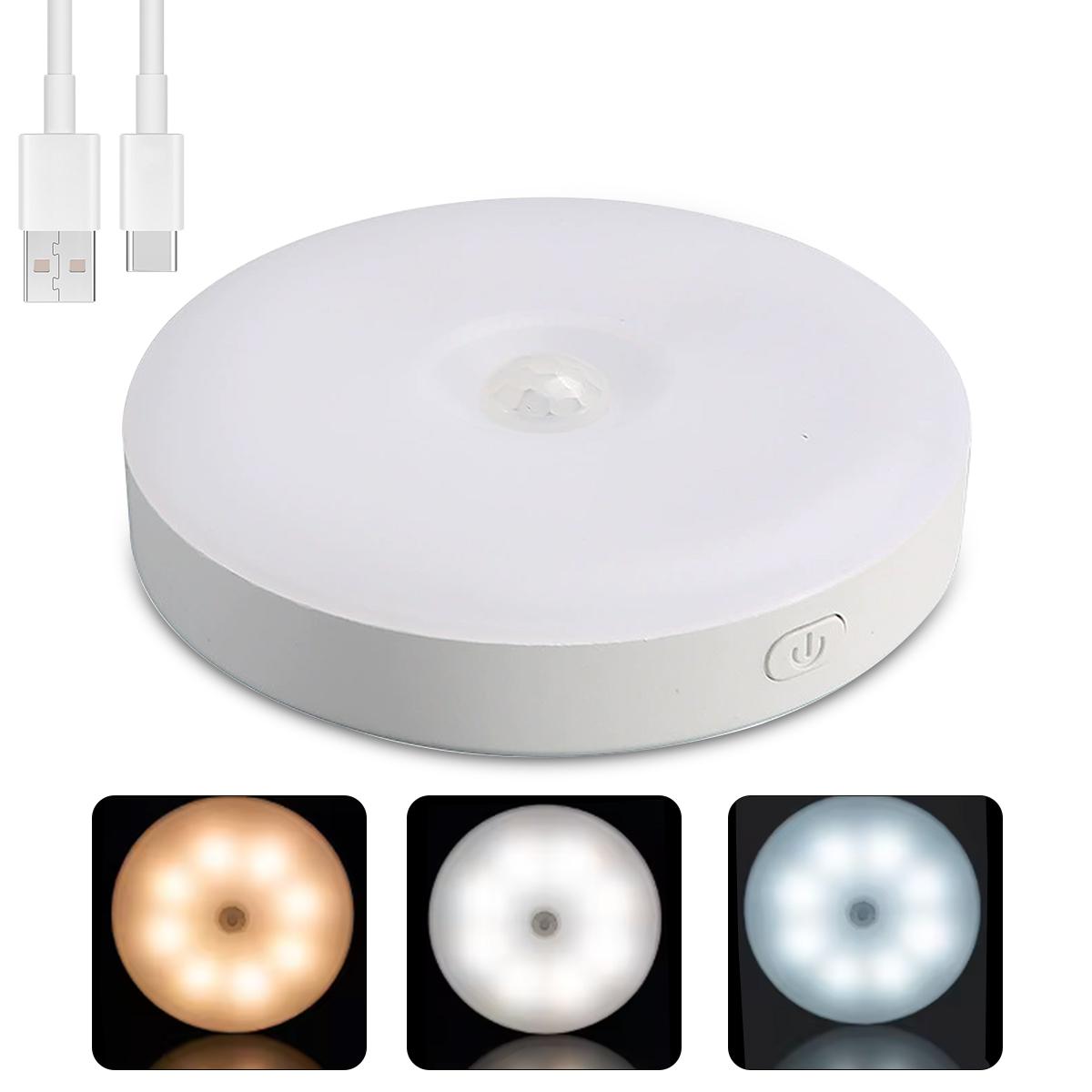 

1PC LED human body induction night light round charging magnetic bedroom wardrobe aisle intelligent induction белый