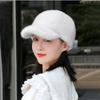 Women's Hat Solid Color Fluffy Faux Fur Baseball Hat Outdoor Women's Luxury Thick Thickened Cap Men Winter Warm Snapback Hats