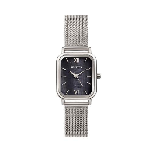 

[RUMTTON] RUMTTON HARBOR Black Mother-of-Pearl Mesh Women s Watch _