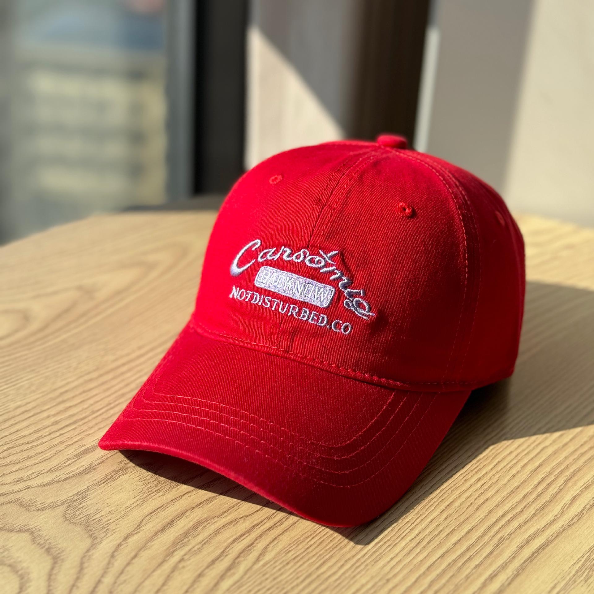 

New American-style soft-top baseball cap for women with large head circumference, suitable for those with big faces, sun-protective, face-slimming, Adult54-60Adjustable червоний