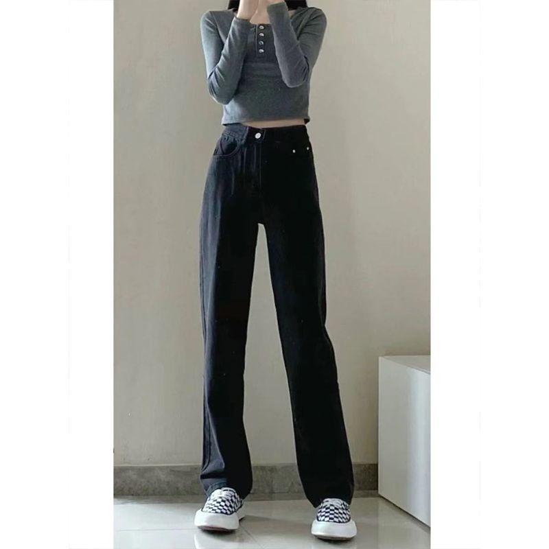 

Women s Retro High-Waisted Wide-Leg Jeans - Summer Loose Fit, Slimming Drape, Floor-Length Pants S (80-95 lbs)