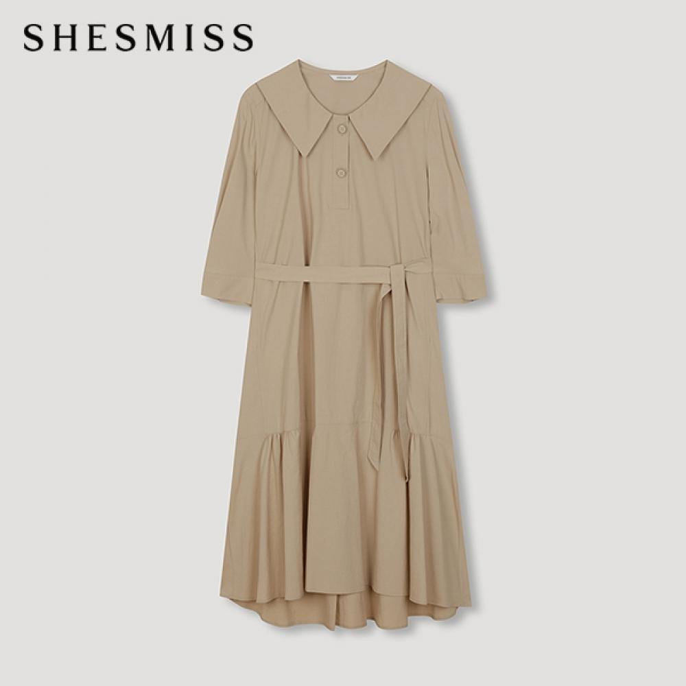 

She S miSS Big Collar Belted dreSS Swwopn22130 Lb light beige/55