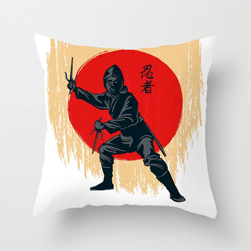 Japanese Ninja Character Digital Single-sided Printing Sofa Pillow Cushion Cover Home