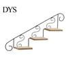 Living Room Wall Storage Mount Shelf, Vintage Floating Staircase Shape Rustic Artistic Ornament Display Iron And Wood Rack for Hallway Entryway