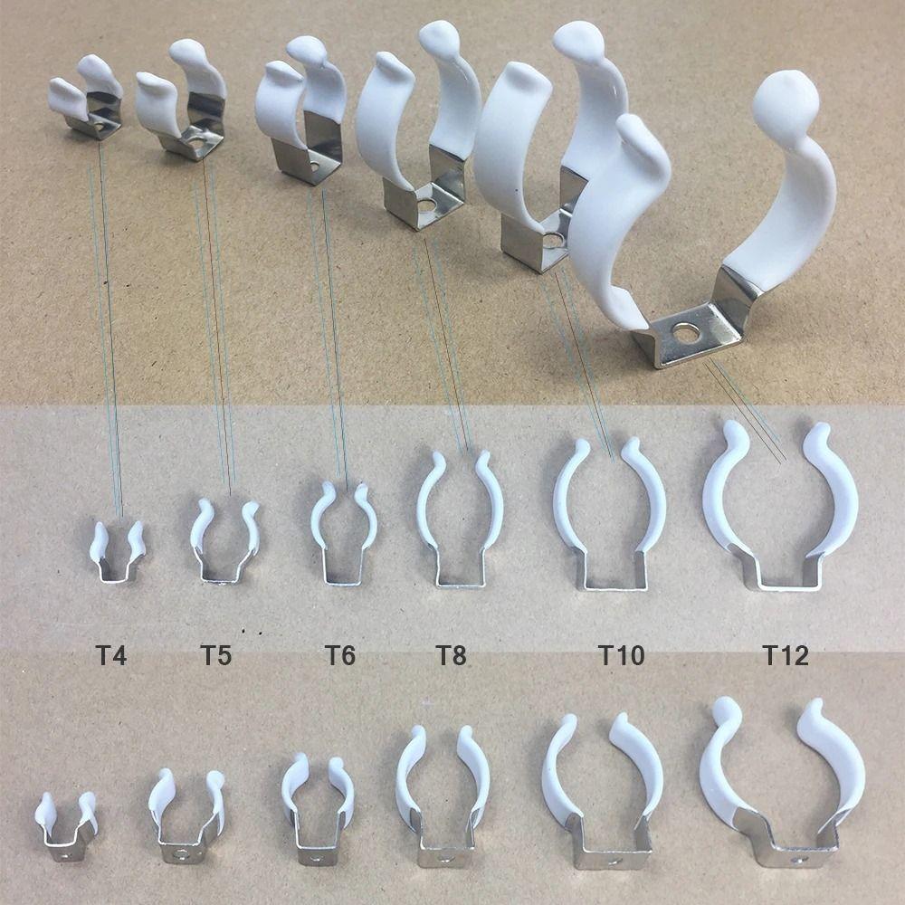 5Pcs Lamp Tube Clip Spring Terry Clip with Rubber Protection Pipes Clamp Fixing Clamp Holders Base Tool Practical Accessories