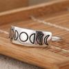 Silver Color Metal Carving Geometry Pattern Moon Rings for Women Personalized Classic Party Rings Jewelry