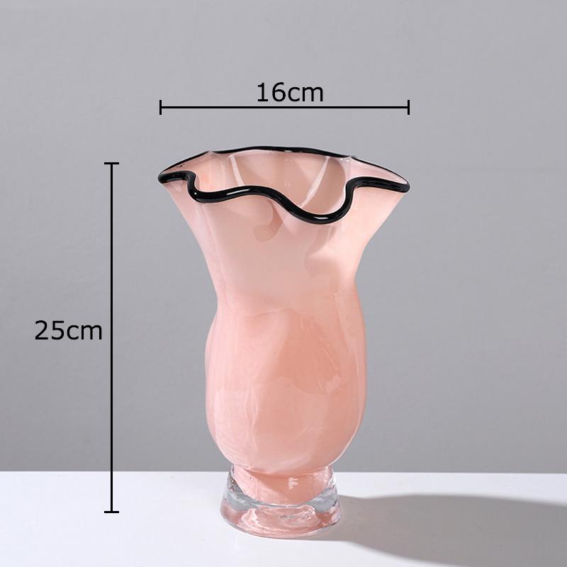 

Large Caliber Glass Vase Creative Black Edge Plant Pots Table Decoration Hydroponics Floral Vases Home Flower Arrangement