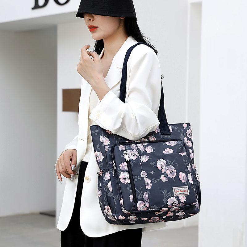 Women's Lightweight Tote Bag Nylon Printed Shoulder Bag Mother Bag