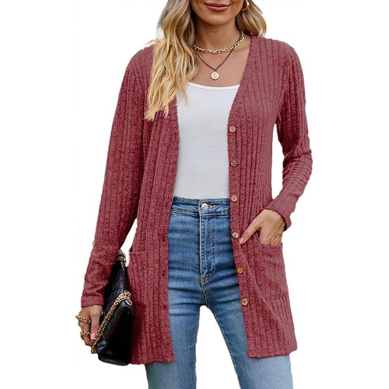 

Женский легкий удлиненный вязаный кардиган с карманами, мягкий, свободный, накидка, повседневный 2XL вино красного