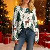 Women's Fashionable Oversized Knitwear Long-Sleeved Christmas Print Top