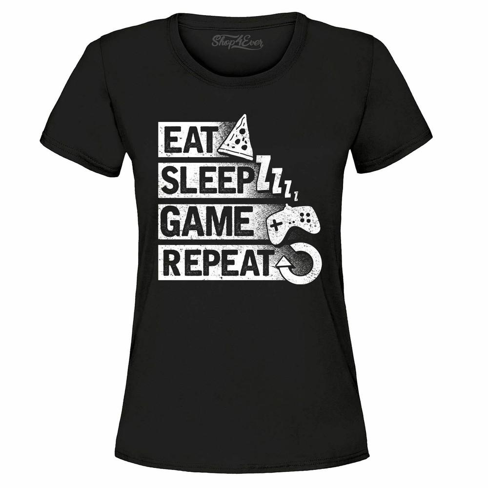 Eat Sleep Game Repeat Women's T-Shirt Funny Gamer Gaming Video Game Shirts