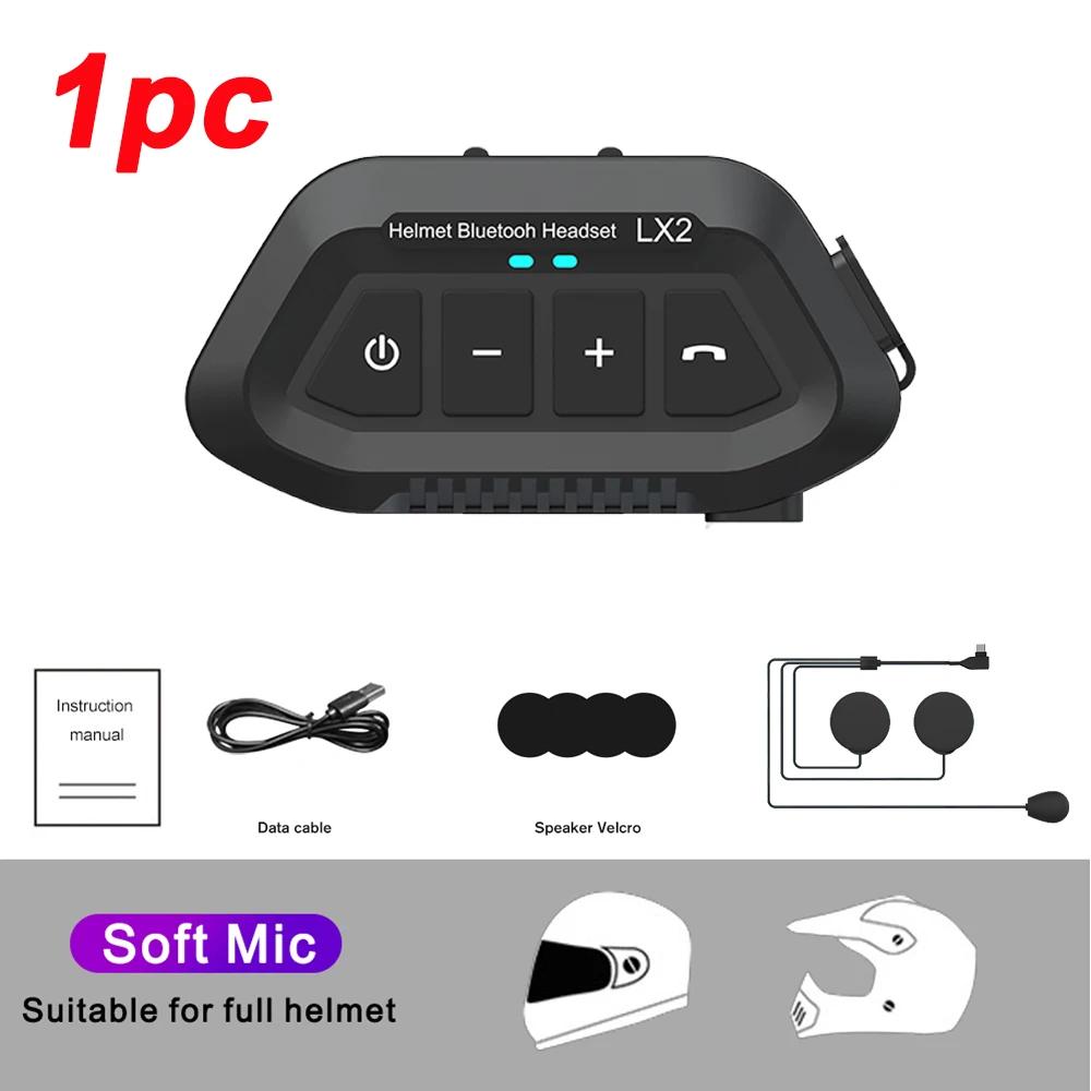 Motorcycle Helmet Bluetooth Headset 1200mAh Long Standby Wireless Hands-free Waterproof Motorbike Earphone Moto Earphone
