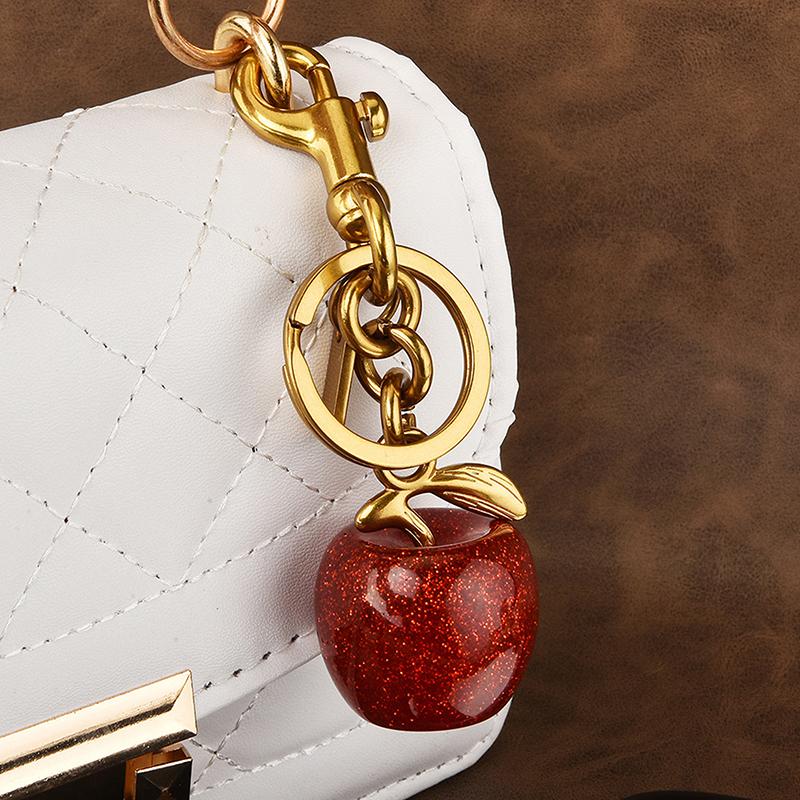 1Pc Gifts For Girls  Apple Keychain Backpack Charm Women Bag Accessories Exquisite Car Keyring  Luxury Jewelry