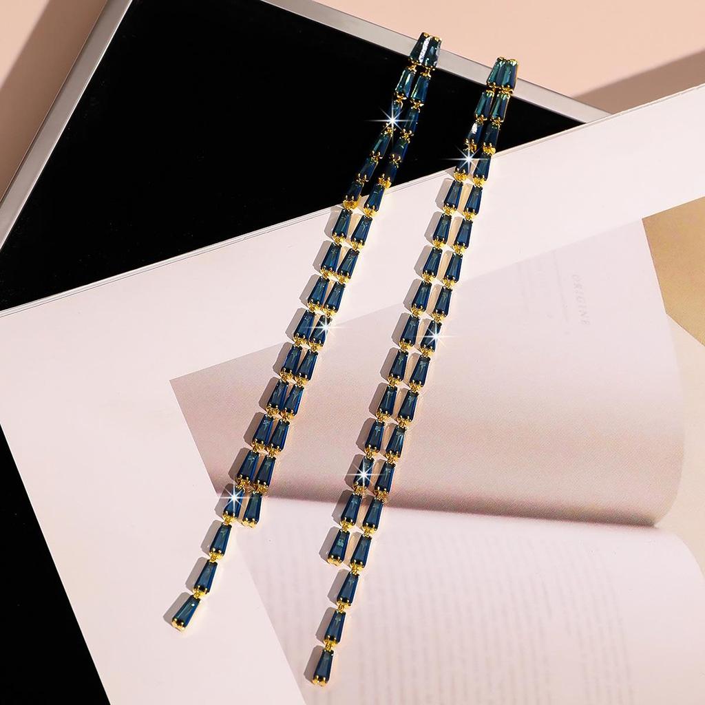 Korean Retro Zircon Earrings - Colorful Copper Fashion for Women