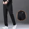 Men's Winter Fleece Straight Slim Casual Pants Thick Warm Business Elastic Trousers