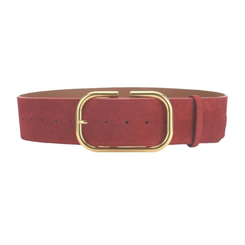 Retro Matte Waist Seal Women'S Simple Suede Leather Belt With Dress High-End Decorative Belt
