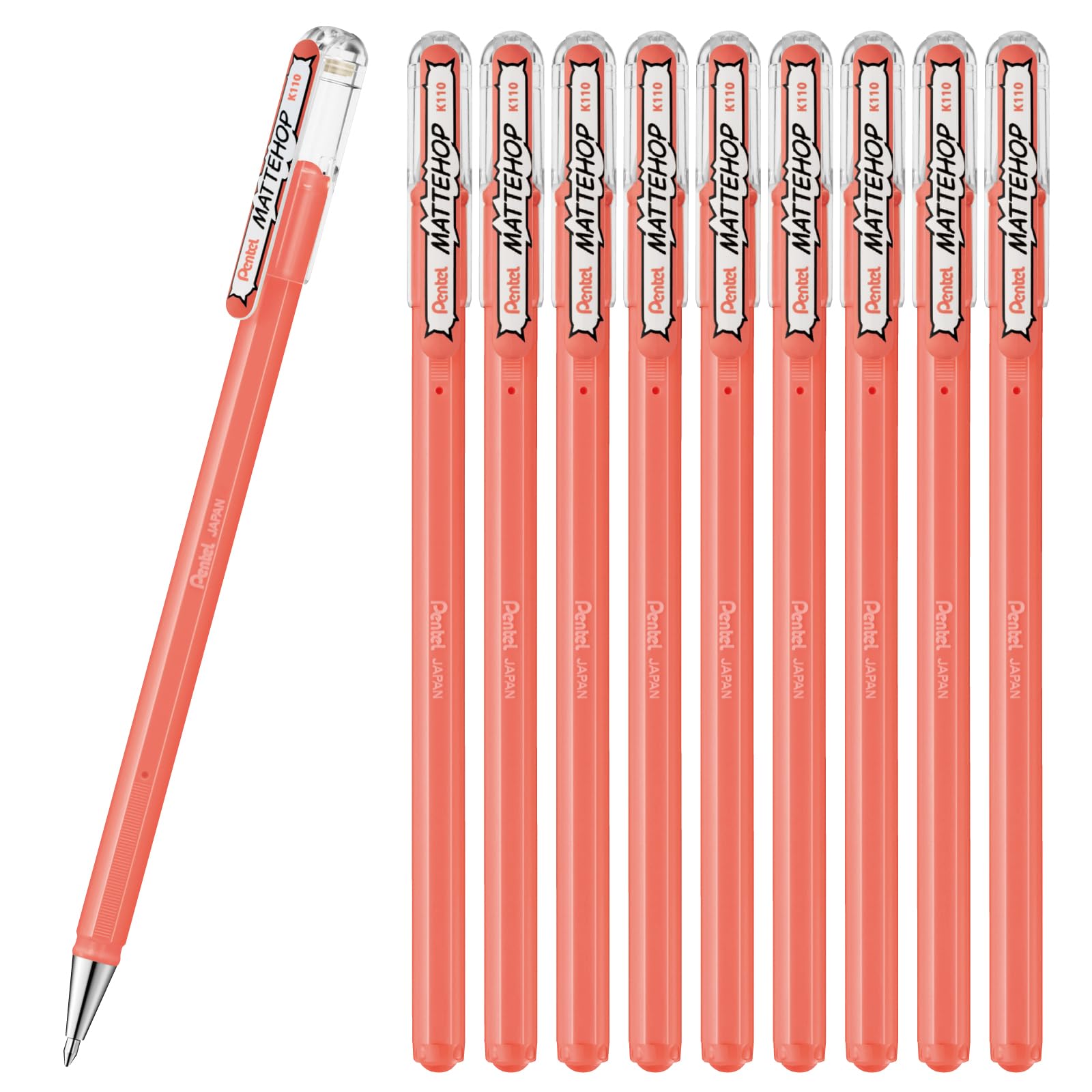 

Pentel Matte Hop Coral Pink Color Ballpoint 10 Pens, Pens, K110-VP2
