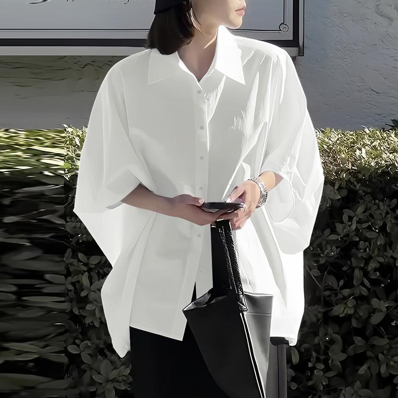 ZANZEA Women Casual Turn Down Collar Batwing 3/4 Sleeve Loose Blouse