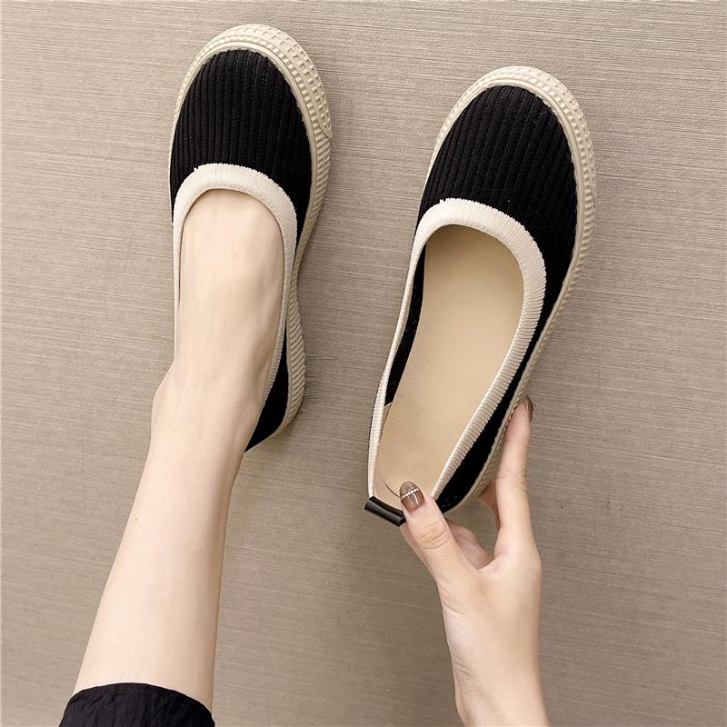 Round Toe Mesh Thick Bottom Female Leisure Loafers Women's Slip-on Soft Bottom Breathable Lazy People Fisherman Shoes