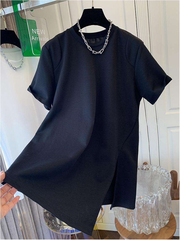 

Хлопковая футболка с рукавами-фонариками 2025 года: Универсальный белый топ свободного кроя для женщин XL чёрный