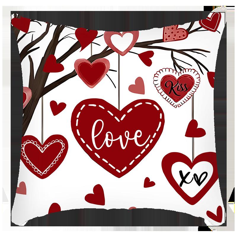 

New Valentine s Day Pillow Cover Living Room Sofa Cushion Linen Print Home Decoration Cushion Cover 45 * 45Cm pillowcase