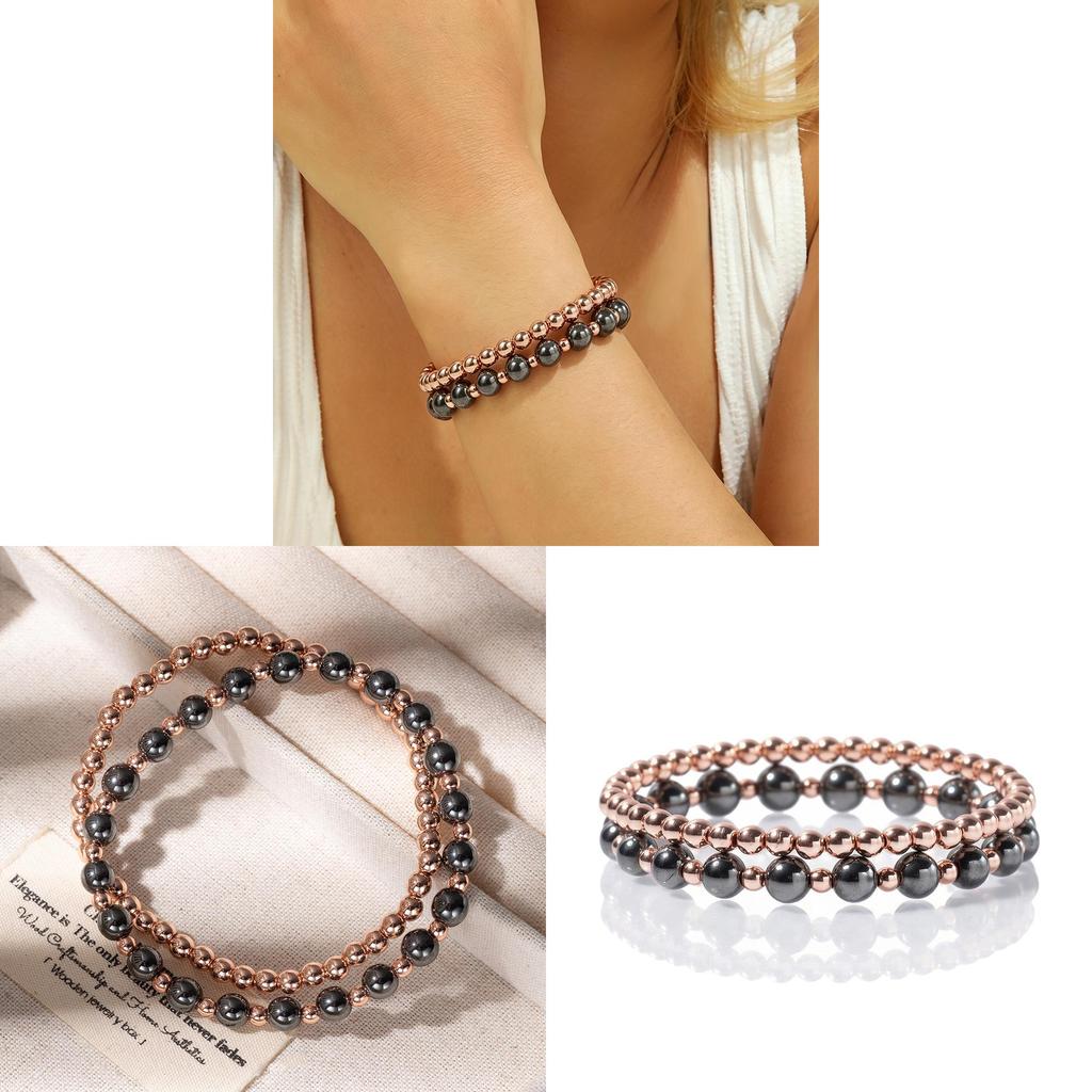 Black Hematite Beaded Bracelets For Men And Women Handmade Geometric Style Travel Gift