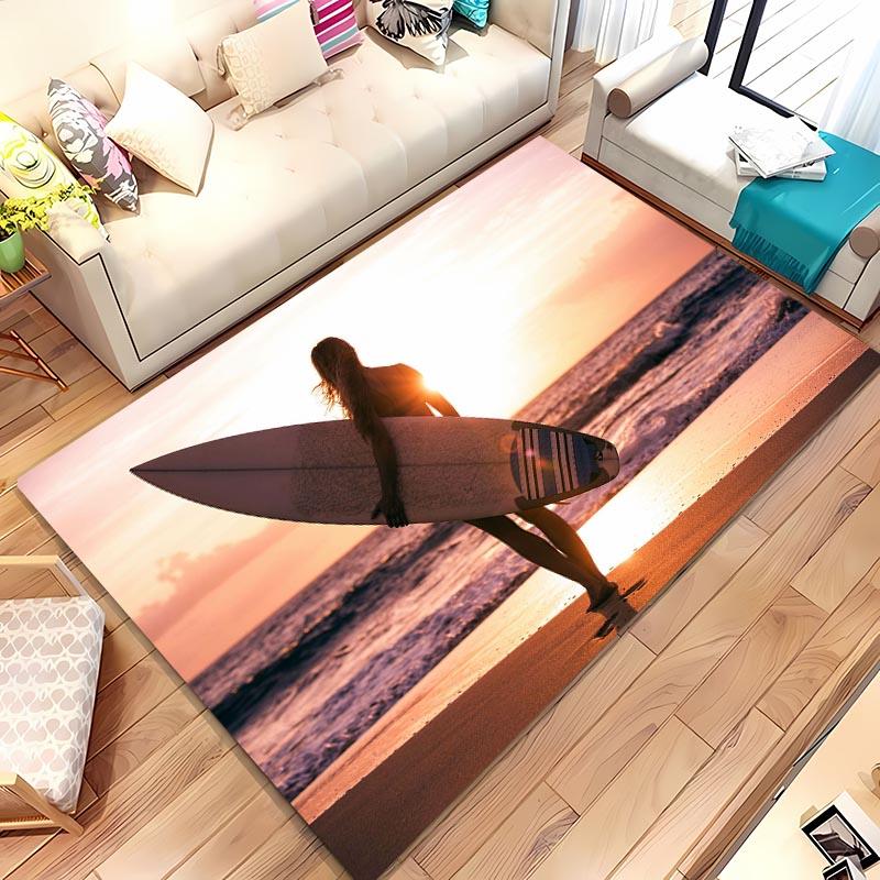 Surfboard Theme 3D Printing Large Area Carpet for Home Living Room Childrens Bedroom Mat Sofa Doormat  Floor Rug Anti-slip Decor