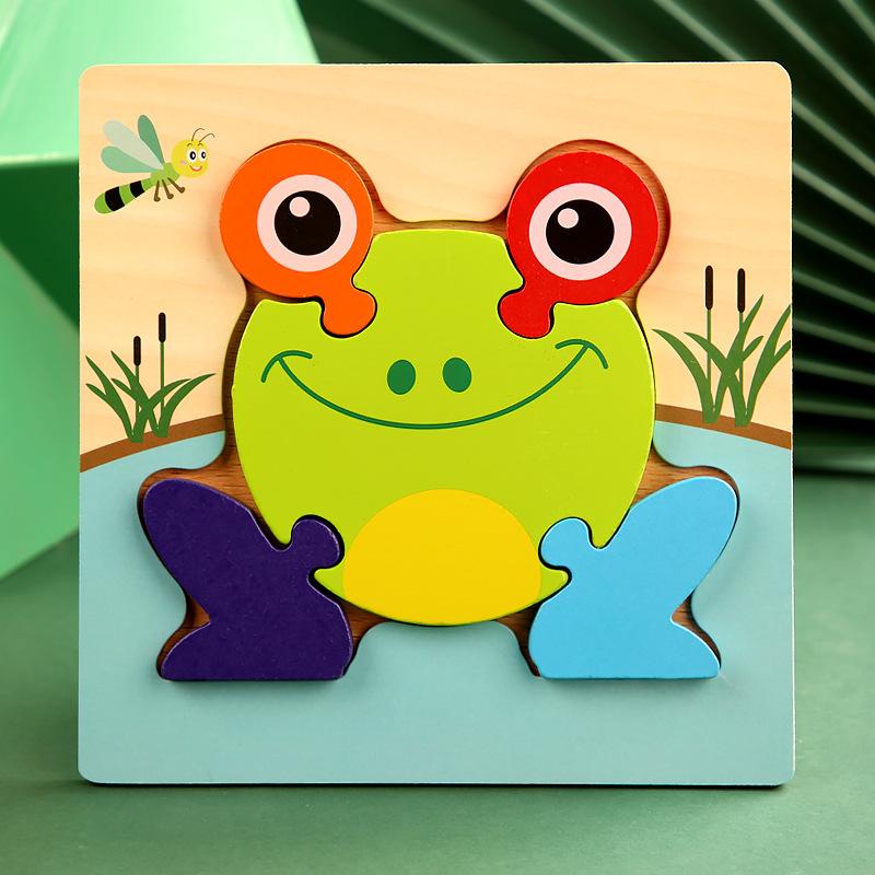 High Quality 3D Wooden Puzzle Baby Cartoon Animal Traffic Jigsaw  Early Learning Cognition Game Puzzle Toys for Children