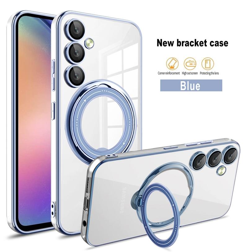 

Чехлы для телефонов Magsafe с магнитным кольцом и беспроводной зарядкой для Samsung Galaxy A14 A24 A34 A54, прозрачный прозрачный чехол из ТПУ For Samsung A54 5G синий