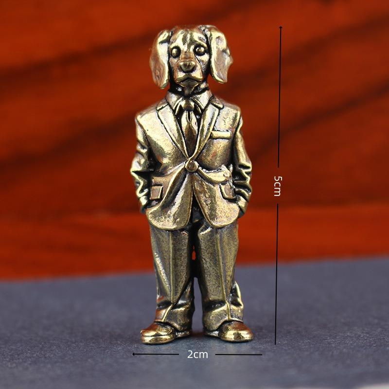 

Brass Swordsman Cat/Goat Dwarf/Suit Dog Small Statue Retro Characters Warrior Miniatures Figurines Desktop Decorations Crafts