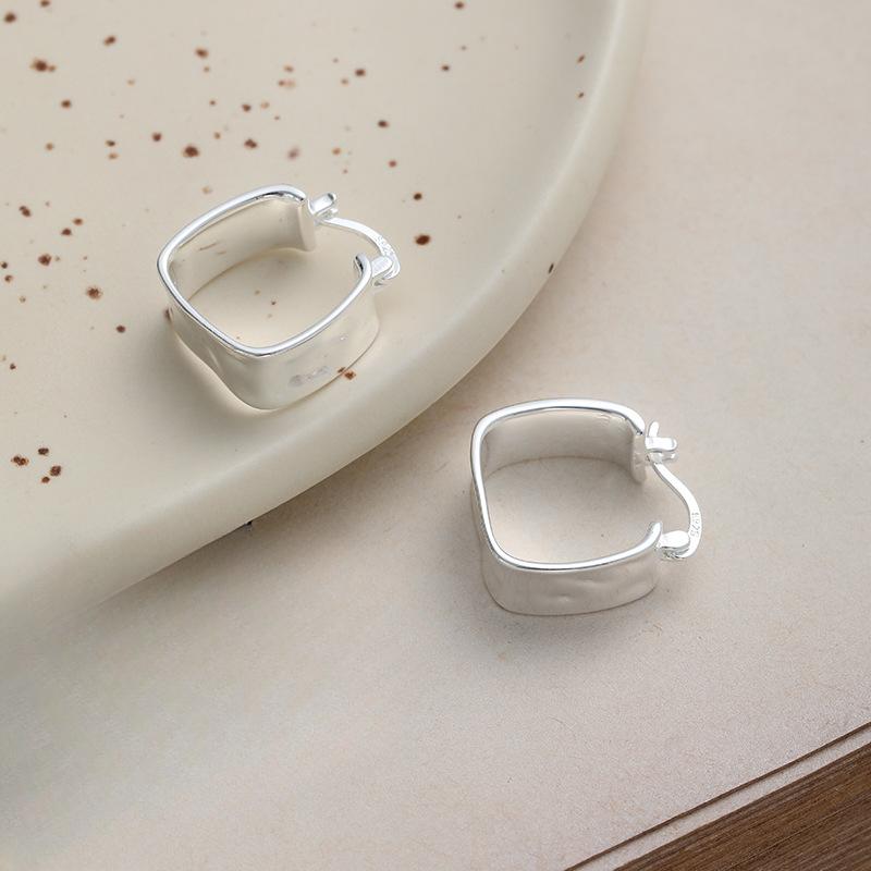 

Серьги-клипсы из стерлингового серебра 925 пробы в Корейском стиле с квадратной плиссированной текстурой, качественные серьги-кольца