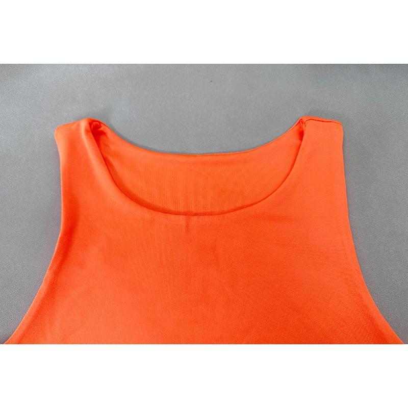 GMXIA Summer Spring Women's Tight-fitting Sleeveless O-Neck Top Double Vest Bodysuit