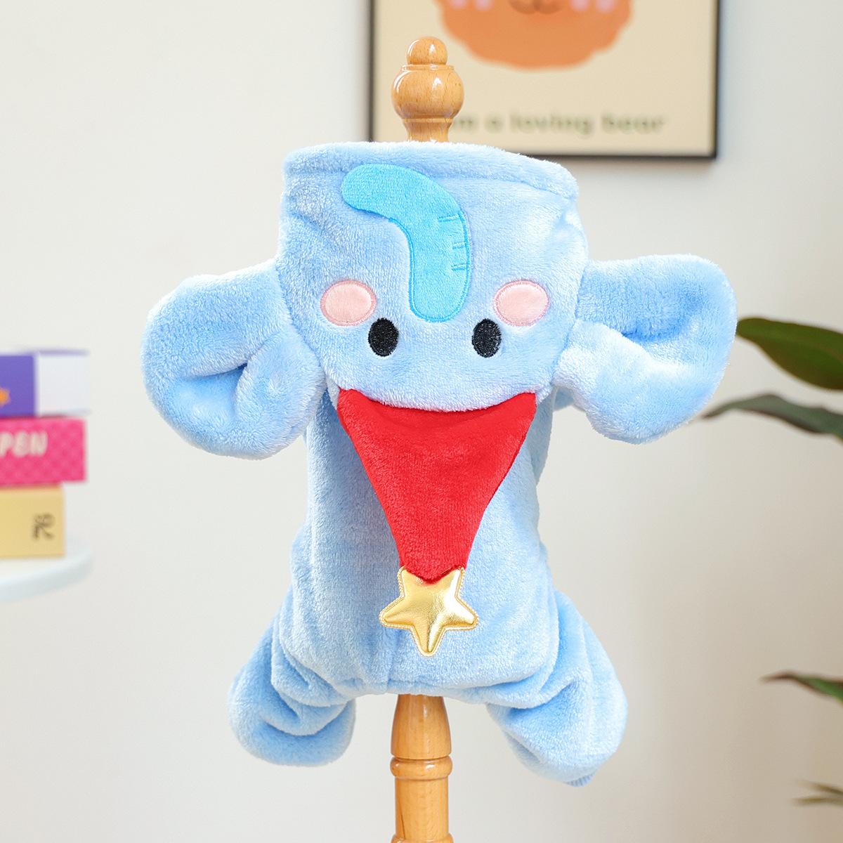 Pet puppies, cat clothes, pet supplies, autumn and winter new fleece, thickened warmth, circus elephant transformation costume XS