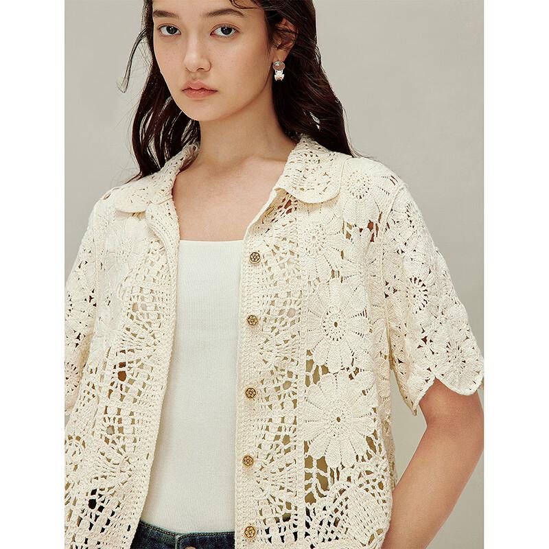 INMAN Women's French Hollow Crochet Knit Top