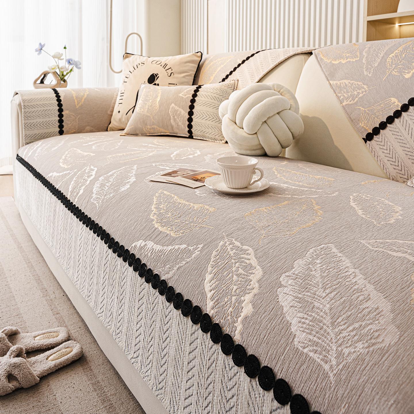 

Light Luxury High-end Sofa Cushion Suitable for All Seasons New Fixed Anti Slip Leather Sofa Cover Wear-resistant Cushion Cover 45X45cm pillow cover