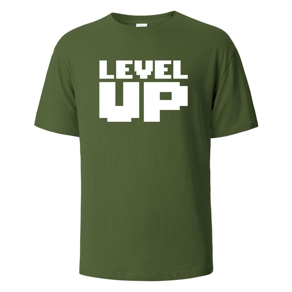 Mens Printed TShirt Level Up Basic Streetwear 100 Cotton Tops For Men Women Summer Breathable ShortSleeved Oneck Basic Tees