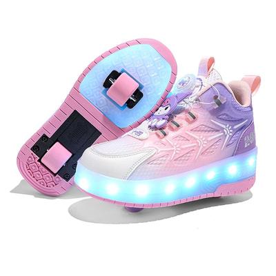 High Quality Skate Shoes for Kids LED Light Luminous Sneakers Children Two Wheels Shoes for Boys Girls with USB Charging