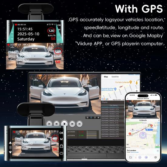 Front 4K And Rear 2.5K Dash Cam Built In WIFI GPS Dual Lens Mini CAR DVR 24H Parking Monitor Black Box Room Camera Night Vision