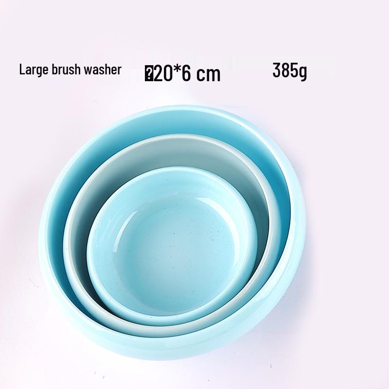 Porcelain-Look Jade Brush Washer: Durable, Water-Washable Ink Pad, Paperweight, Pen Holder, Ink Bowl.