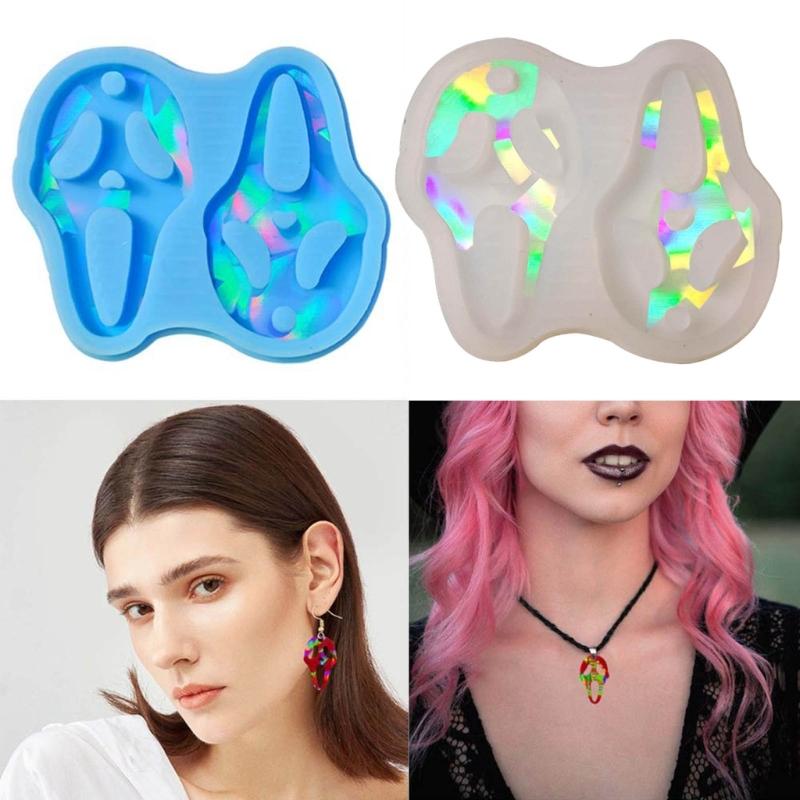 Silicone Mold for Earring Pendant Holographic Grimace Earring Resin Mold Funny Face Shape Earring Charm Epoxy Molds