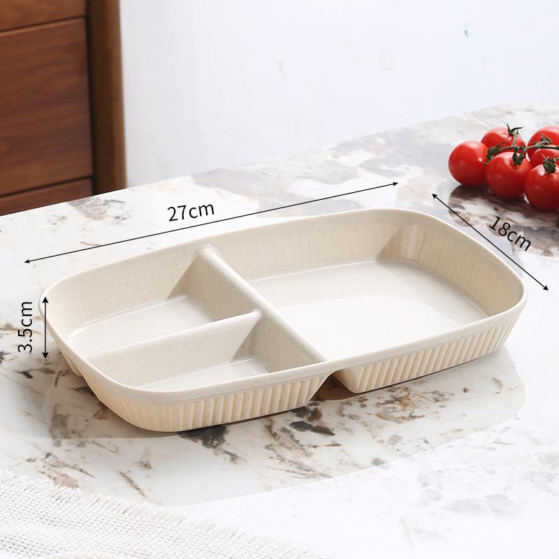 Cute Wheat Straw Divided Plate, 3-Compartment, Drop-Proof, Heat-Resistant - Perfect for Home or Kindergarten Baby Meals