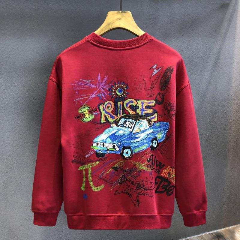 3d Autumn Winter Round Neck Sweatshirt with Printed Long Sleeves Casual Loose Oversized Round Neck Sweatshirt Pullovers & Long Sleeves Men’s