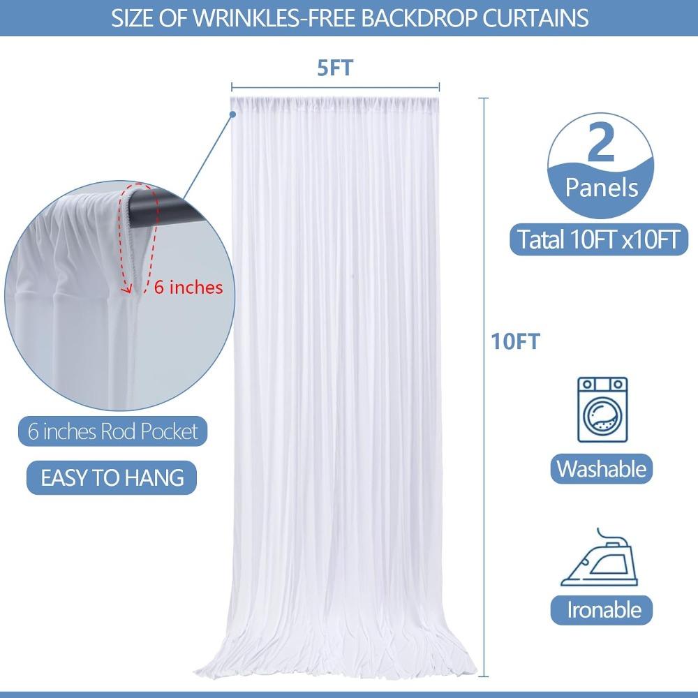 10x10ft Wrinkle Free White Backdrop Curtain for Parties Soft Fabric Drapes Wedding White Curtain Backdrop for Birthday Party Decorations Background