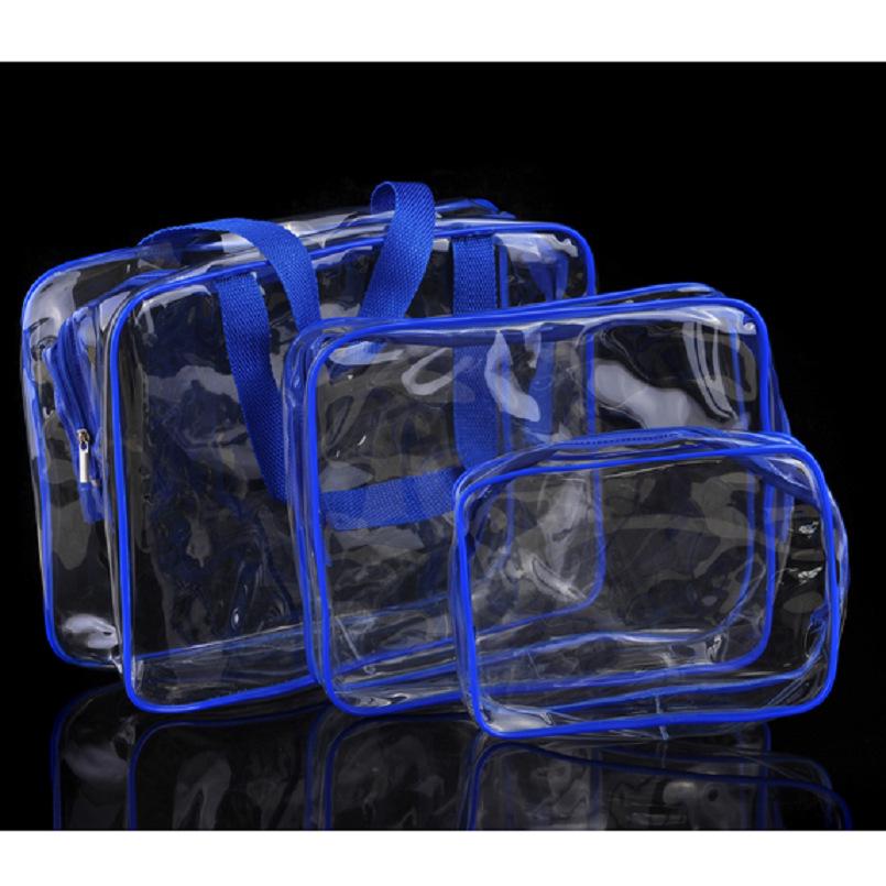 Customizable Transparent PVC Makeup Bag Set - Portable Summer Travel Cosmetic Organizer